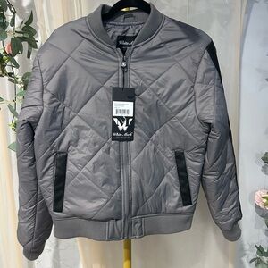 White Mark Gray Bomber Jacket